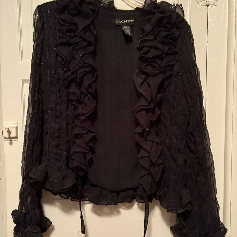 Cachet Black Ruffled Blouse